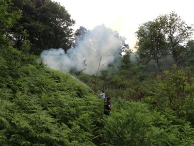 Incendio a Diecimare di Cava de'Tirreni - pronto intervento delle squadre A.I.B. della Protezione Civile comunale.