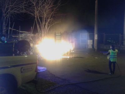 Incendio doloso di rifiuti in localit&agrave; Breccelle - Intervento della Protezione Civile.