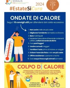 Per il rischio elevato di ondate di calore consigliamo di seguire queste semplici norme di comportamento: