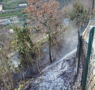 Incendio nel primo pomeriggio di ieri sul colle di San Martino.