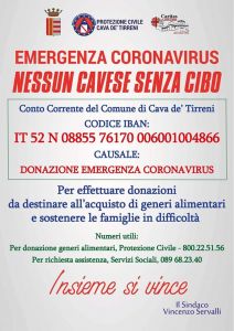 DONAZIONE: EMERGENZA CORONAVIRUS