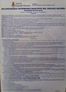 Salvaguardia patrimonio boschivo dal rischio incedi - Stagione estiva 2016.